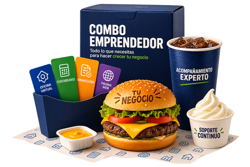 Combo Emprendedor: oficina virtual, contabilidad, formalizacion y pagina web, con acompanamiento experto y soporte continuo