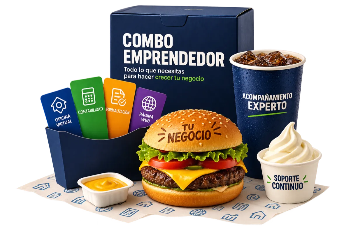 Combo Emprendedor: todo lo que necesitas para hacer crecer tu negocio. Oficina virtual, contabilidad, formalizacion y pagina web, con acompanamiento experto y soporte continuo